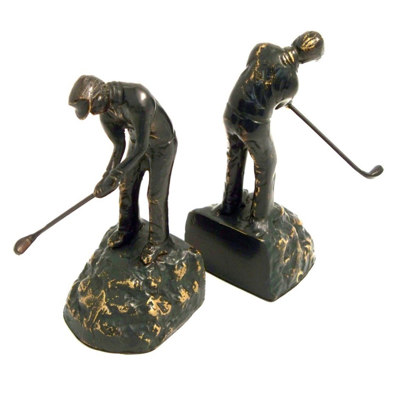 Bey-Berk Man Golfer Brass Bookends