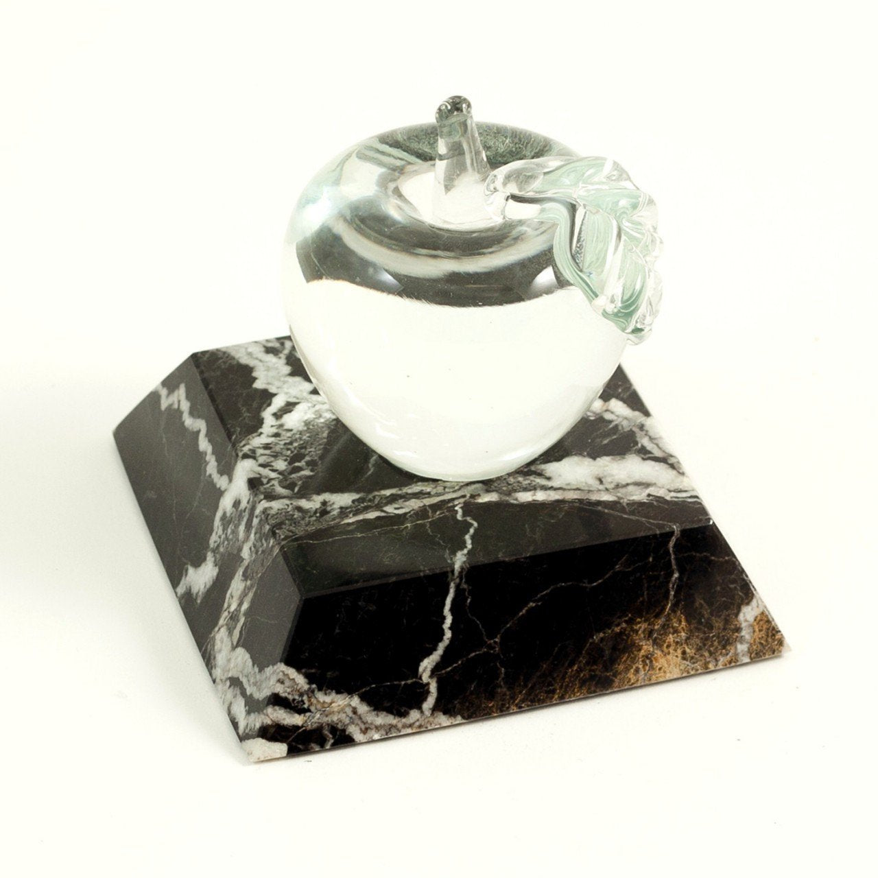 Bey-Berk Marble Paperweight with Glass Apple
