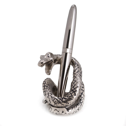 Bey-Berk Antique Silver Plated Snake Pen Holder