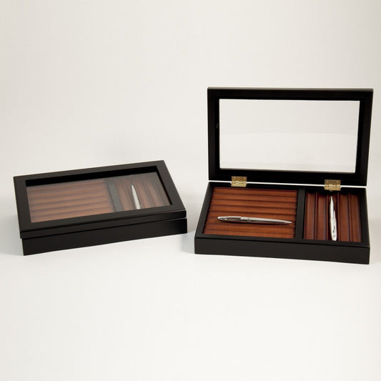 Bey-Berk Black & Burgundy 13 Slot Pen Box