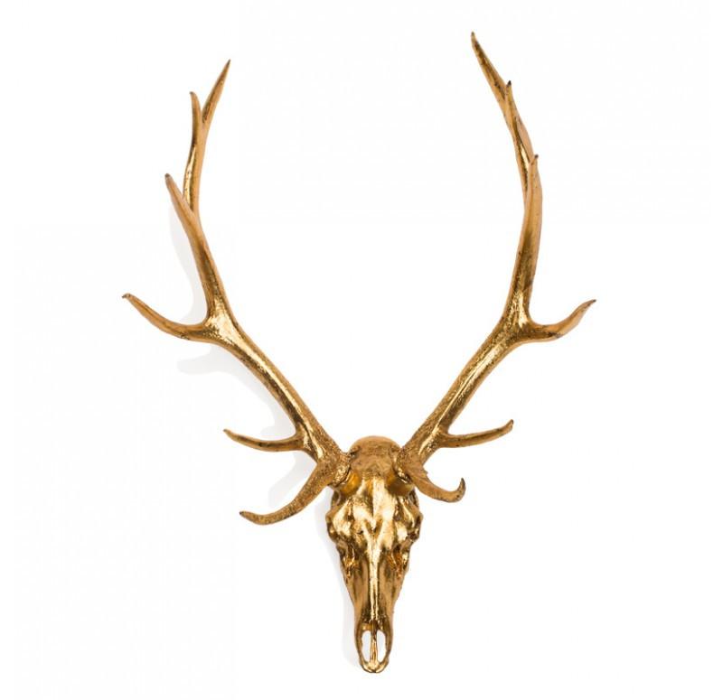 Gold Leaf Design Group Gilded Elk Skull With Antlers