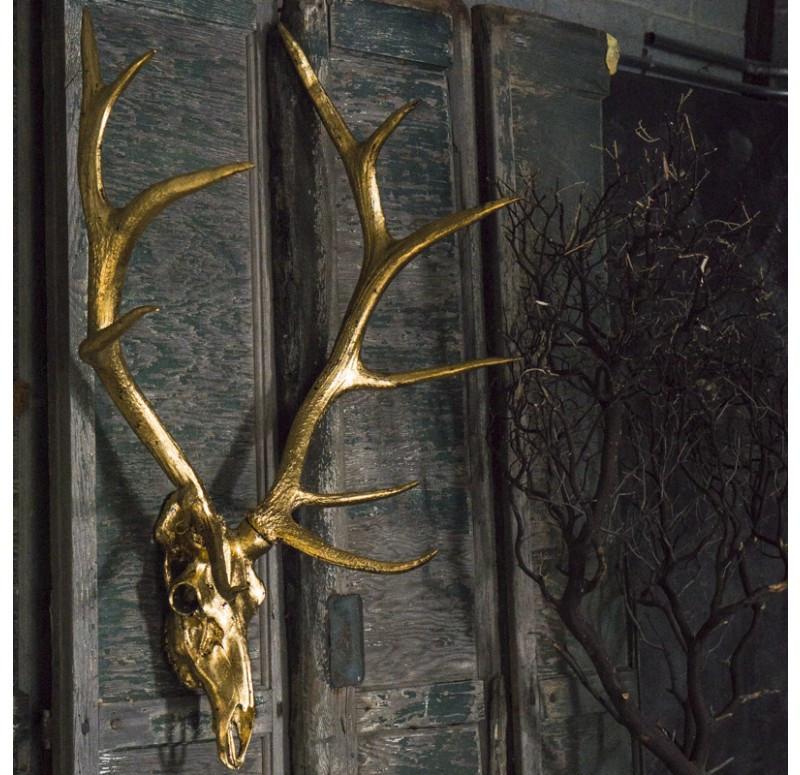 Gold Leaf Design Group Gilded Elk Skull With Antlers