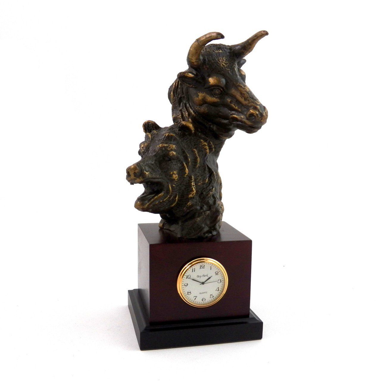 Bey-Berk Bronze Stock Market Clock