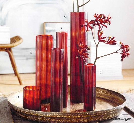 Roost Crimson Cut Glass Collection - Vases