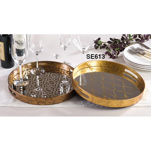 Saro Decorative Round Serving Tray Decorative Trays & Dishes, Saro, - Modish Store