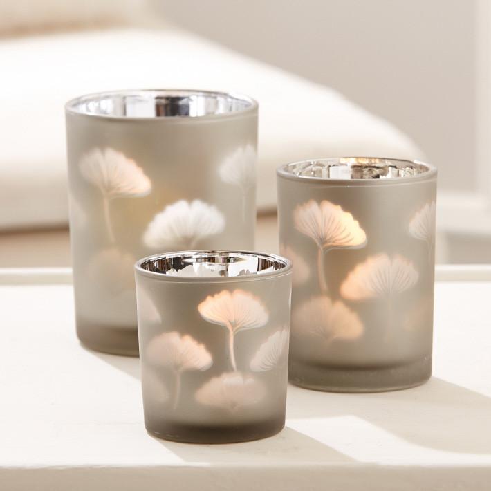 Tozai Home Gingko Leaf S/3 Glass Votives Candleholder