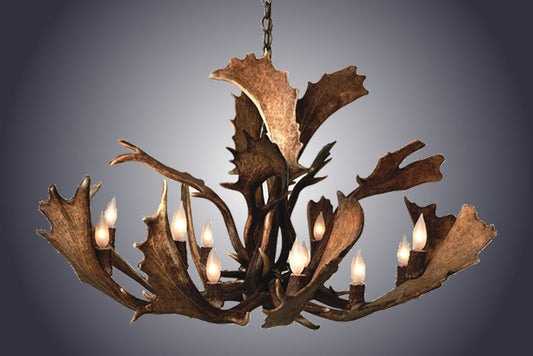 Antlerworx 12 Light Single Tier Fallow Antler Chandelier (SKU-107)