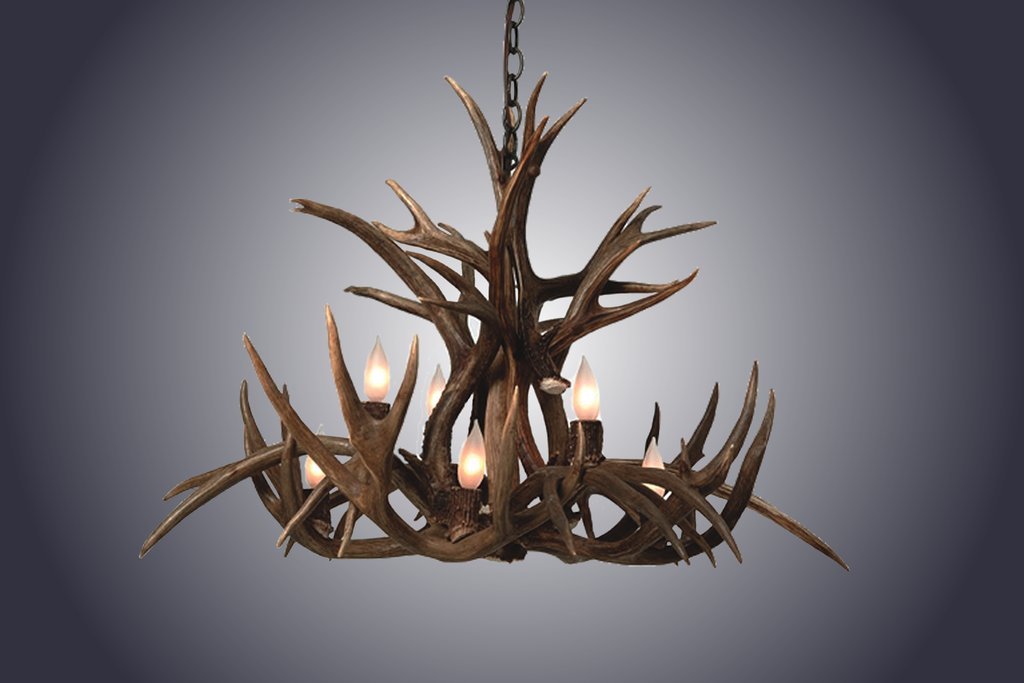 Antlerworx 8 Light Inverted Mule Deer Antler Chandelier (SKU-75)