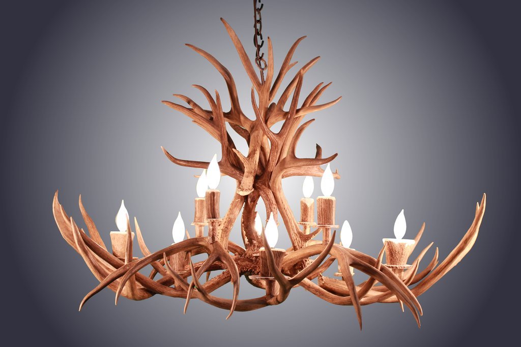 Antlerworx 10 Light Oblong Inverted Mule Deer Antler Chandelier (SKU-77)