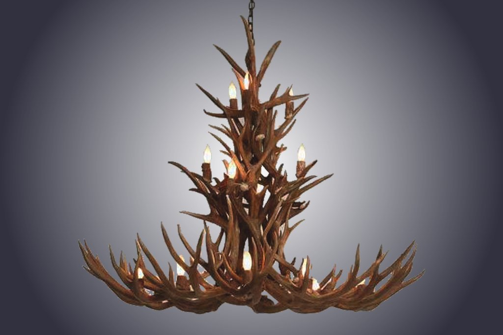 Antlerworx 16 Light XXL Cascade Mule Deer Antler Chandelier (SKU-80XXL)