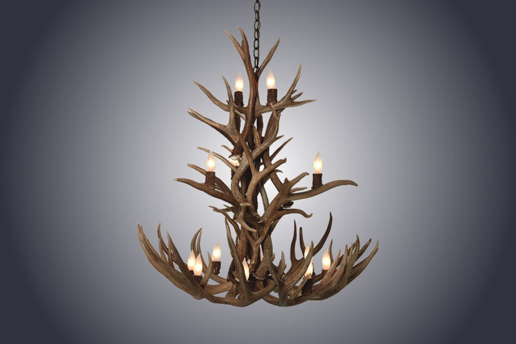 Antlerworx 12 Light Cascade Mule Deer Antler Chandelier (SKU-80)