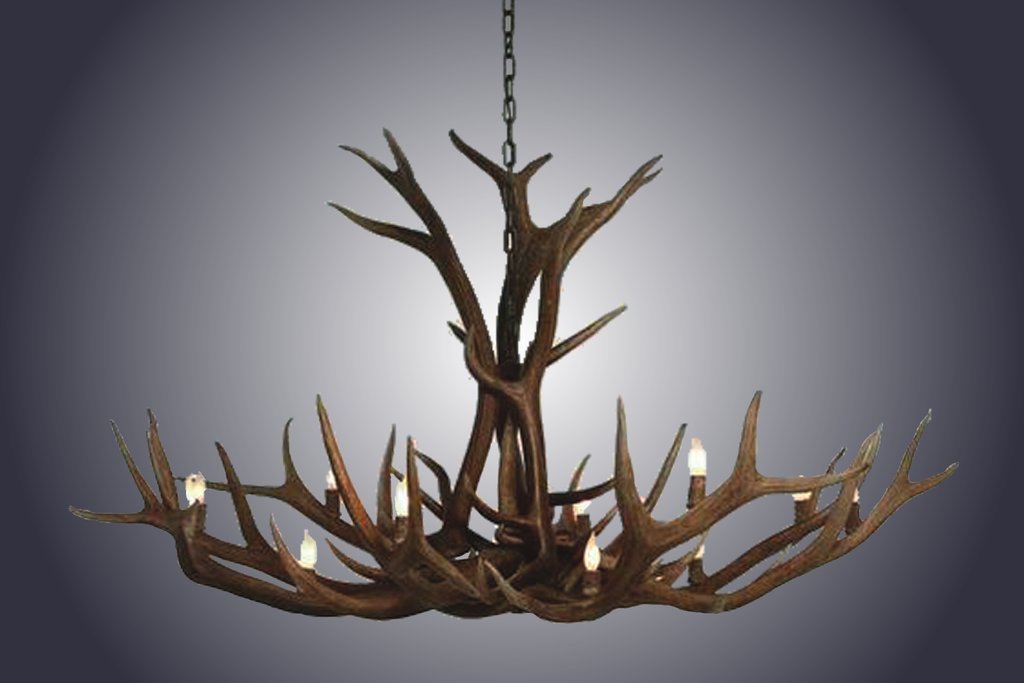 Antlerworx 12 Light Single Tier Elk Antler Chandelier (SKU-89)