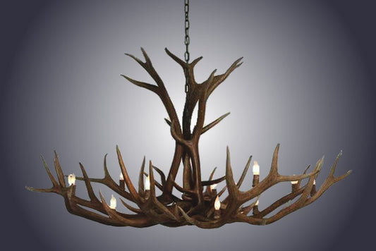 Antlerworx 12 Light Single Tier Elk Antler Chandelier (SKU-89)
