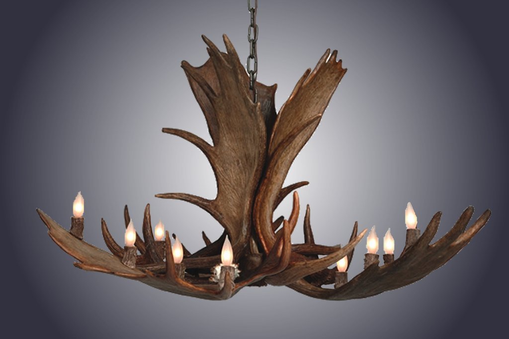 Antlerworx 10 Light Medium Moose Antler Chandelier (SKU-97M)