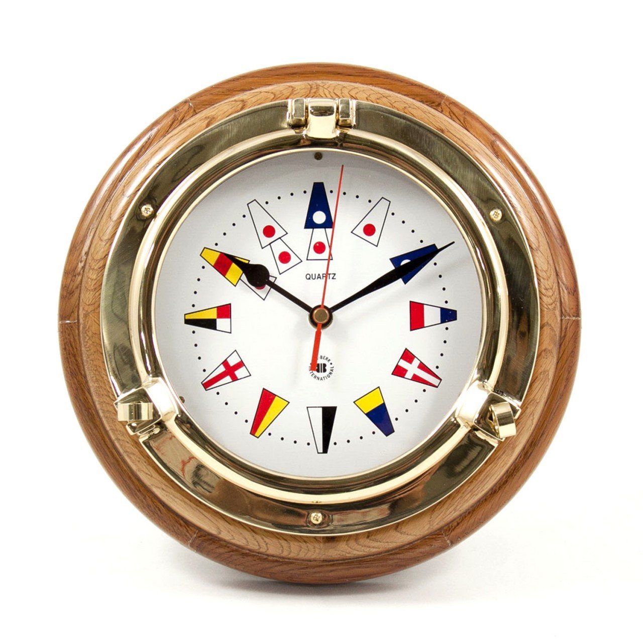 Bey-Berk Brass Porthole Clock w/ Nautical Numbers