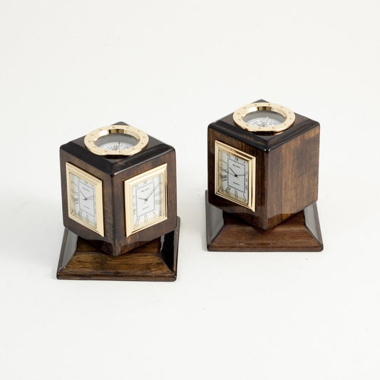 Bey-Berk Three Time Zone Revolving Desk Clock