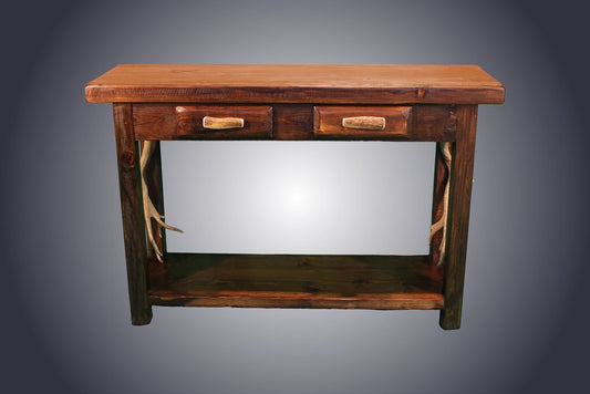 AntlerWorx Pine Sofa Table with Antler Handles and Antler Accents (ST-6)