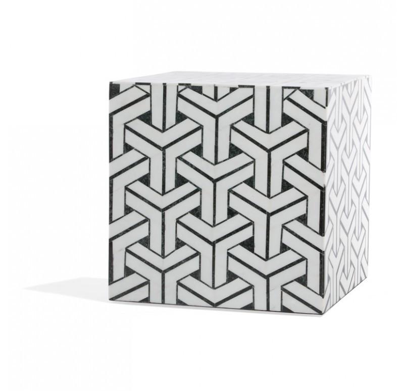 Gold Leaf Design Group Cube Table Inlay Stone
