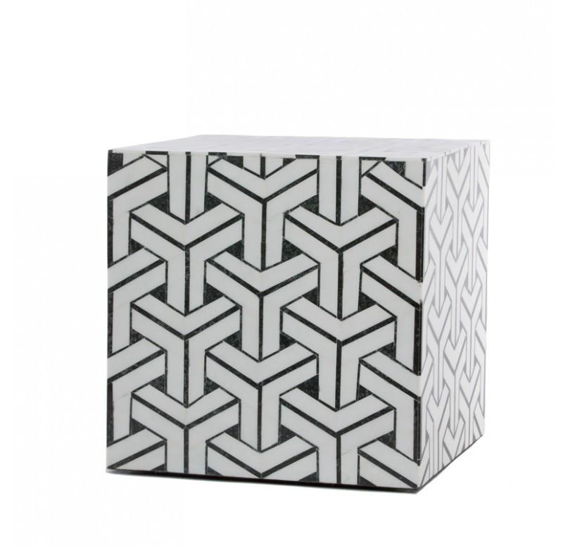 Gold Leaf Design Group Cube Table Inlay Stone