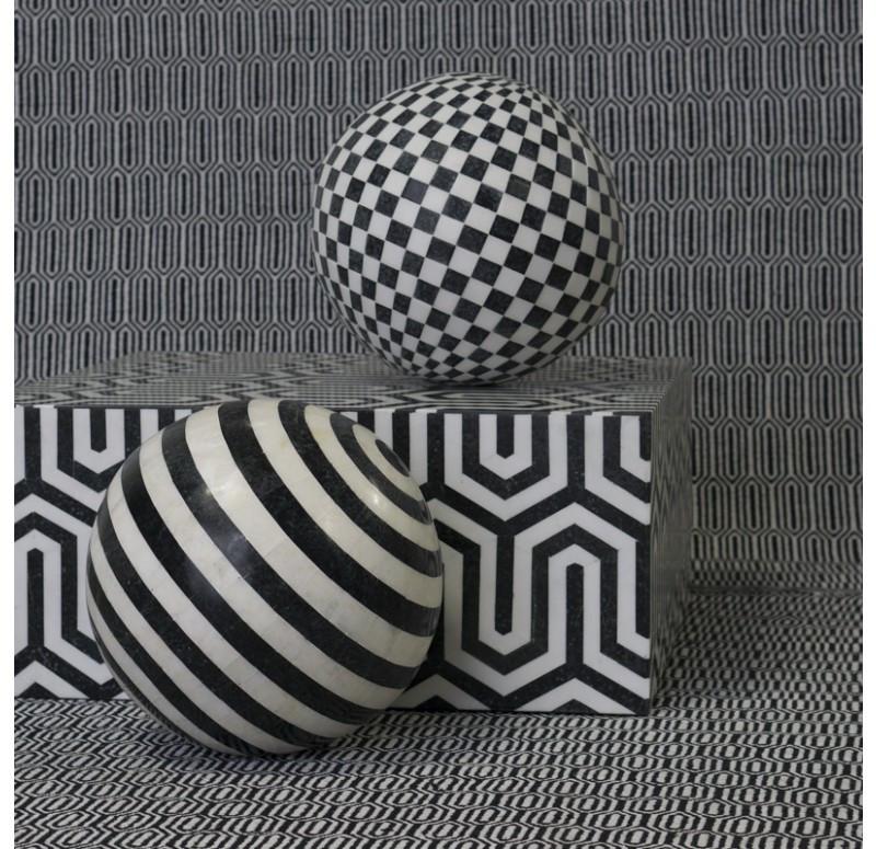 Gold Leaf Design Group Stripe Inlay Stone Sphere