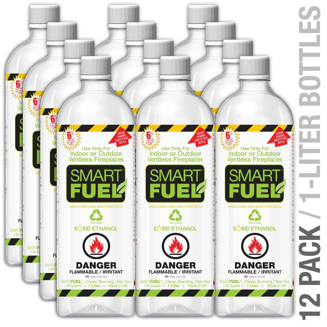 Liquid Bio-Ethanol Fuel for Fireplaces (12 and 6 Packs)