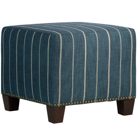 Skyline Furniture Square Nail Button Ottoman in Fritz Indigo