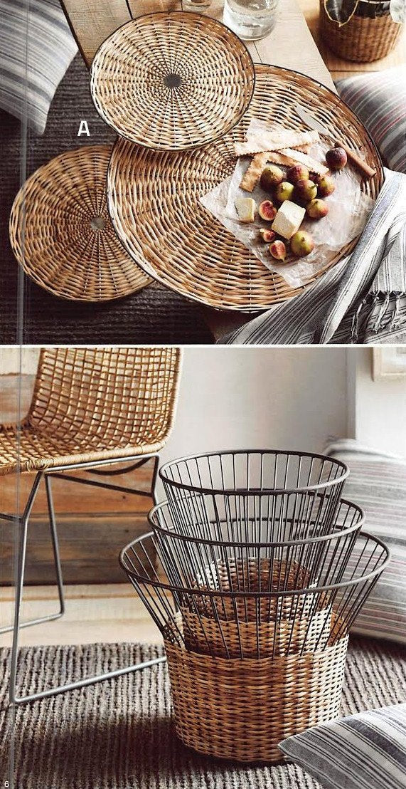 Roost Rattan & Iron Trays - Set Of 3