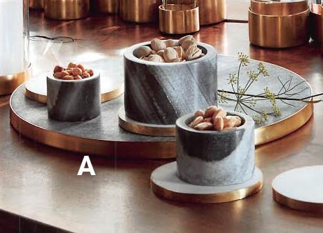 Roost Brass-Edged Marble Serving Boards - Set Of 2
