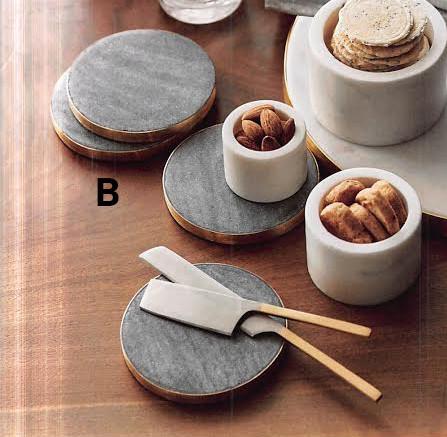 Roost Brass Edged Marble Coasters - Set Of 4