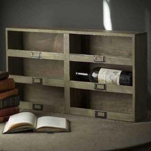 Vagabond Vintage Wine Box with 6 Cubbys and Metal Tag Holder