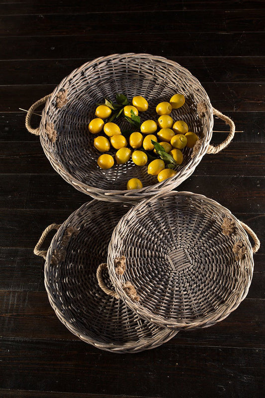 Vagabond Vintage XLarge Round Willow Serving Trays - Set of 3