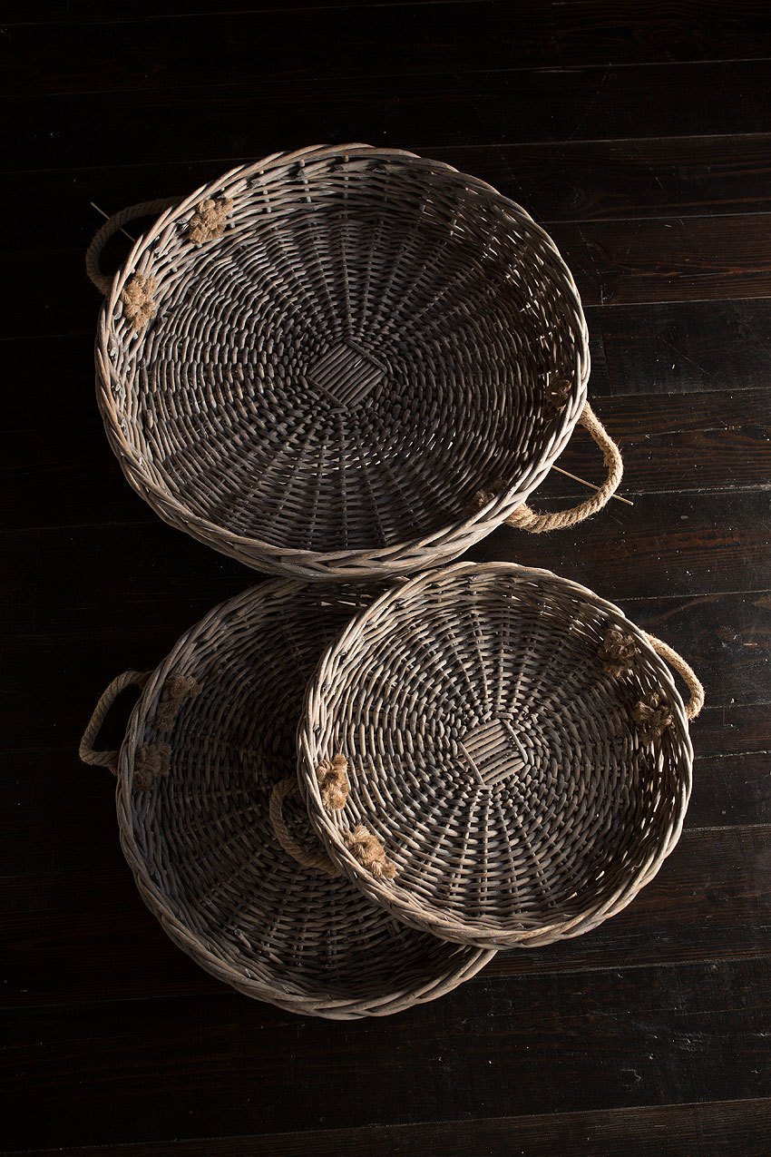 Vagabond Vintage XLarge Round Willow Serving Trays - Set of 3