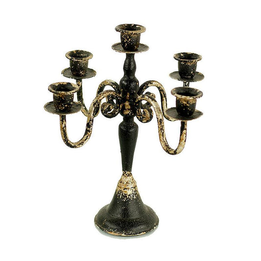 Vagabond Vintage Iron Candelabra in Distressed Black Finish