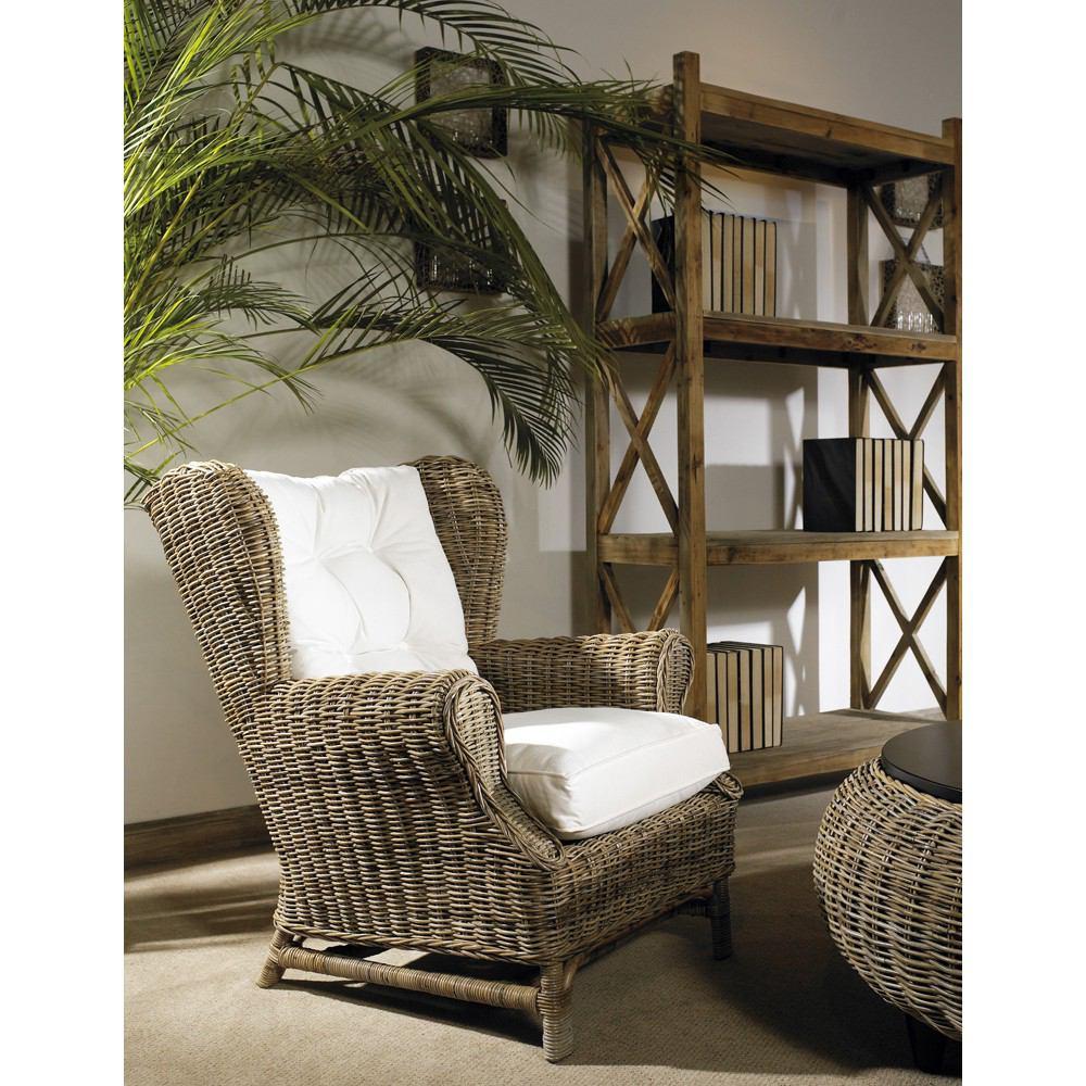 Padma's Plantation Wing Chair- Kubu-With White Cushion