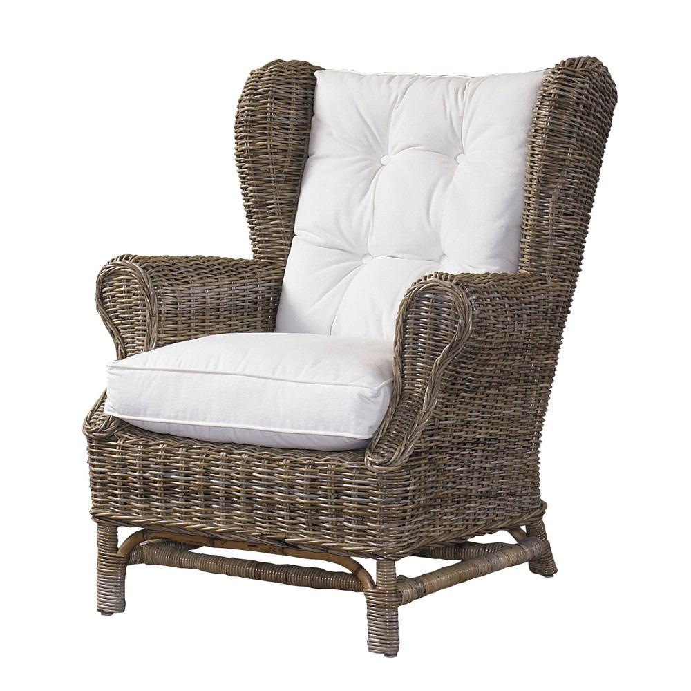 Padma's Plantation Wing Chair- Kubu-With White Cushion