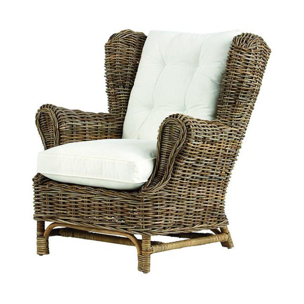 Padma's Plantation Wing Chair- Kubu-With White Cushion
