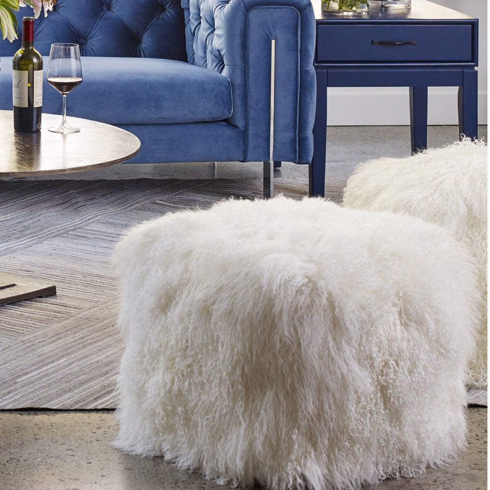 Moe's Home Collection Lamb Fur Pouf