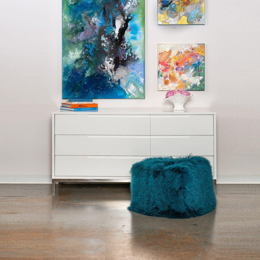 Moe's Home Collection Lamb Fur Pouf