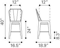 Zuo Elio Counter Chair - Set of 2