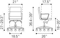 Zuo Engineer Low Back Office Chair