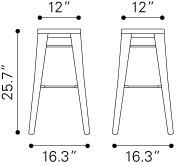 Zuo Marius Counter Stool - Set of 2