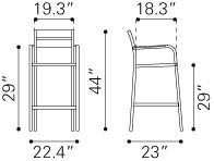 Zuo Megapolis Bar Arm Chair - Set Of 2