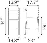 Zuo Megapolis Bar Armless Chair - Set Of 2