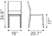 Zuo Metropolitan Dining Armless Chair - Set Of 2