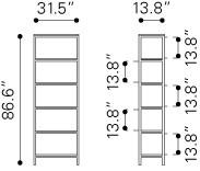 Zuo Mission Bay Tall 6 Level Shelf