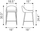Zuo Reykjavik Counter Chair - Set Of 2