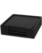 Bey-Berk 6 Piece Coaster Set in Black Leather