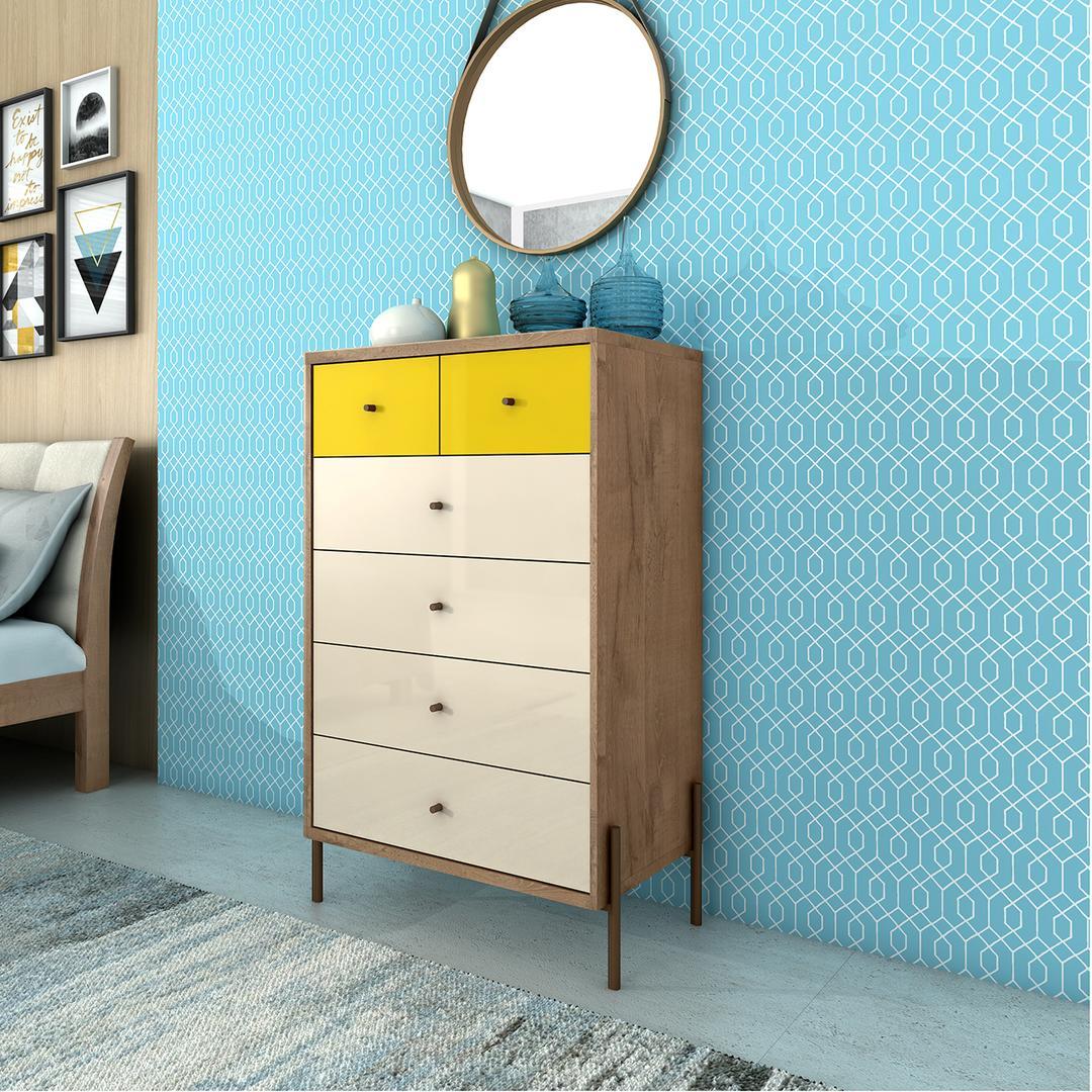 Manhattan Comfort Joy 48.43" Tall Dresser with 6 Full Extension Drawers