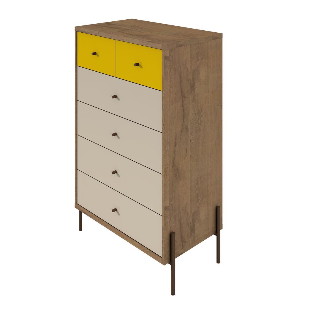 Manhattan Comfort Joy 48.43" Tall Dresser with 6 Full Extension Drawers