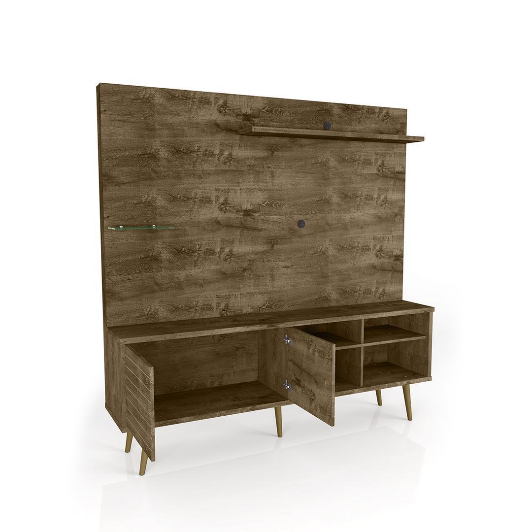 Manhattan Comfort Liberty 70.87" Freestanding Entertainment Center with Overhead shelf